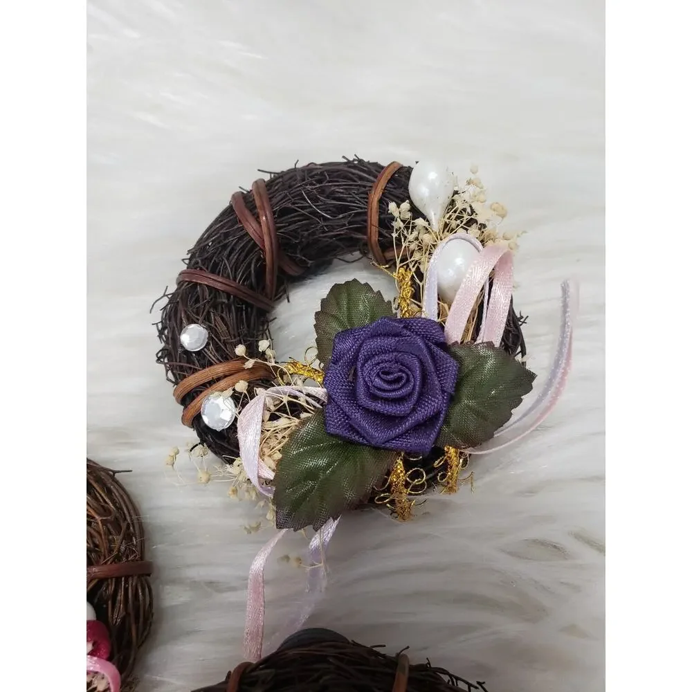Vintage‎ 3 Christmas Wreath Magnets Decor Retro 80s 90s grandma cottagecore chic